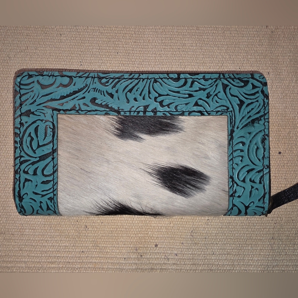 Turquoise and Cowhide Wallet